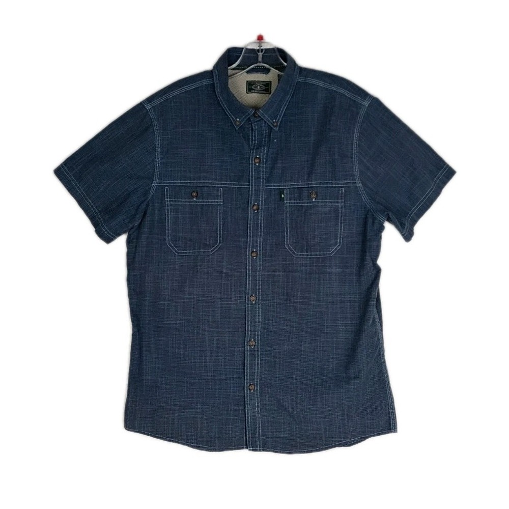 GH Bass & Co Men's Blue Micro Plaid Button Up Shirt, Size L